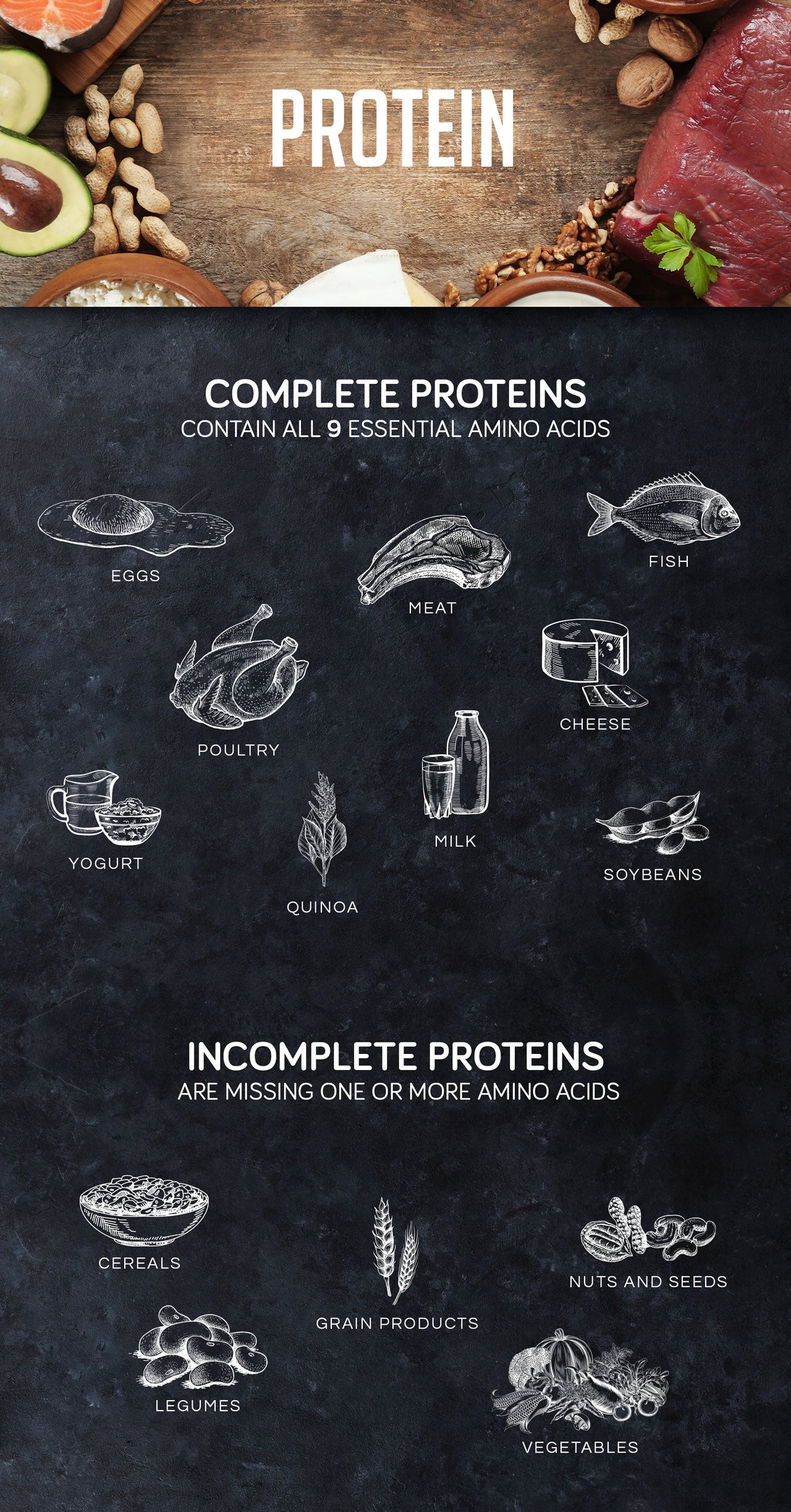 Complete and incomplete protein