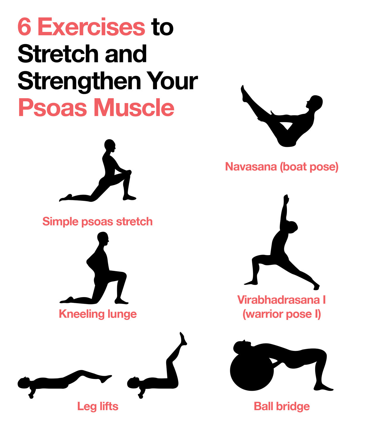 Here are 6 Exercises to Stretch and Strengthen Your Psoas Muscle.