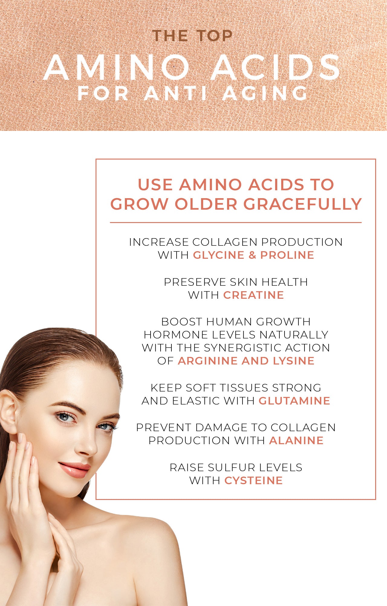 When it comes to aging, there’s one thing we know for sure—it happens. There are many preventative measures we can take to protect against accelerated aging and improve quality of life into our golden years. Nutritive support with anti-aging amino acids is one of the top ways to keep aging at arm’s length.