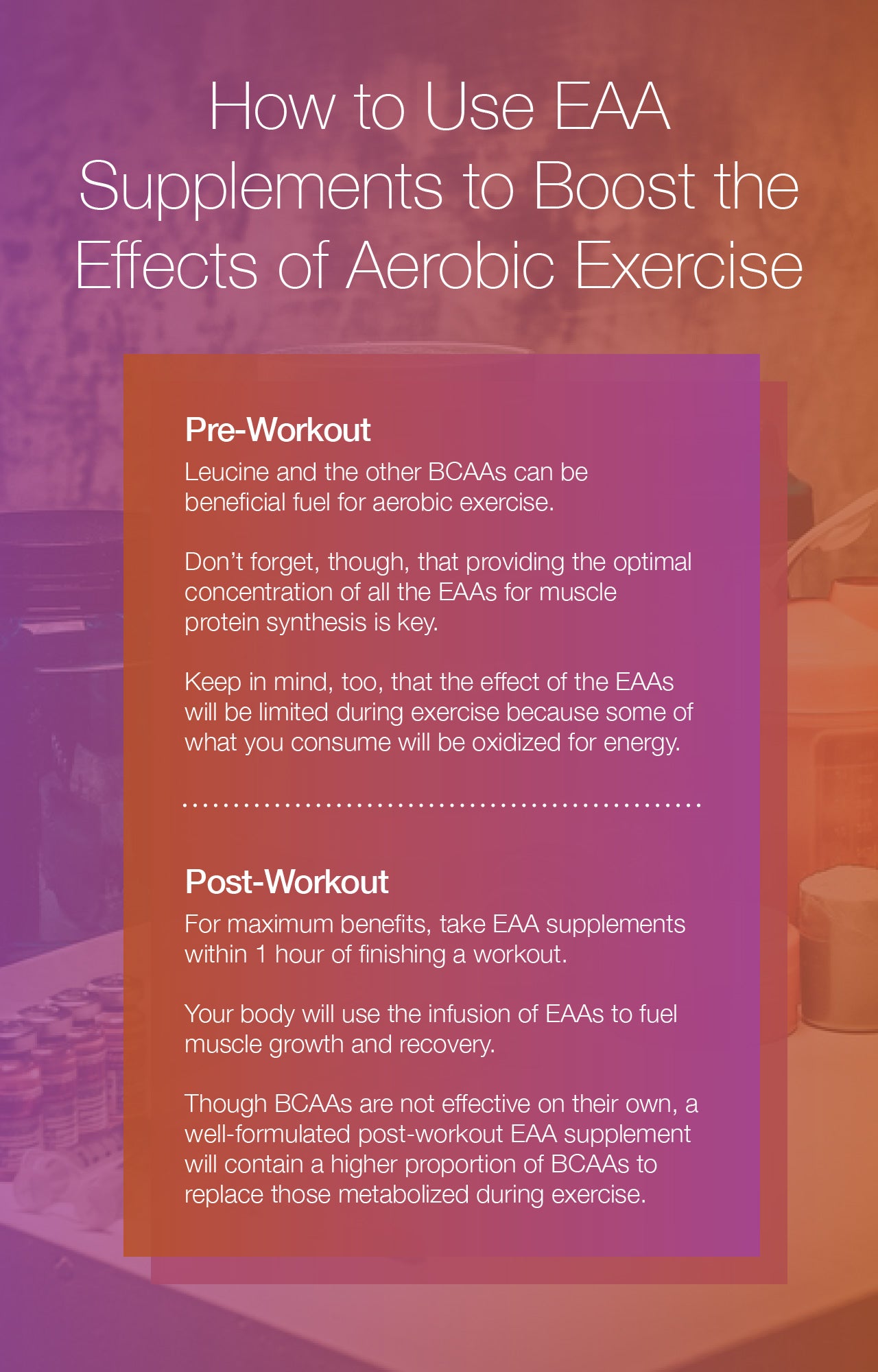 How to Use EAA Supplements to Boost the Effects of Aerobic Exercise