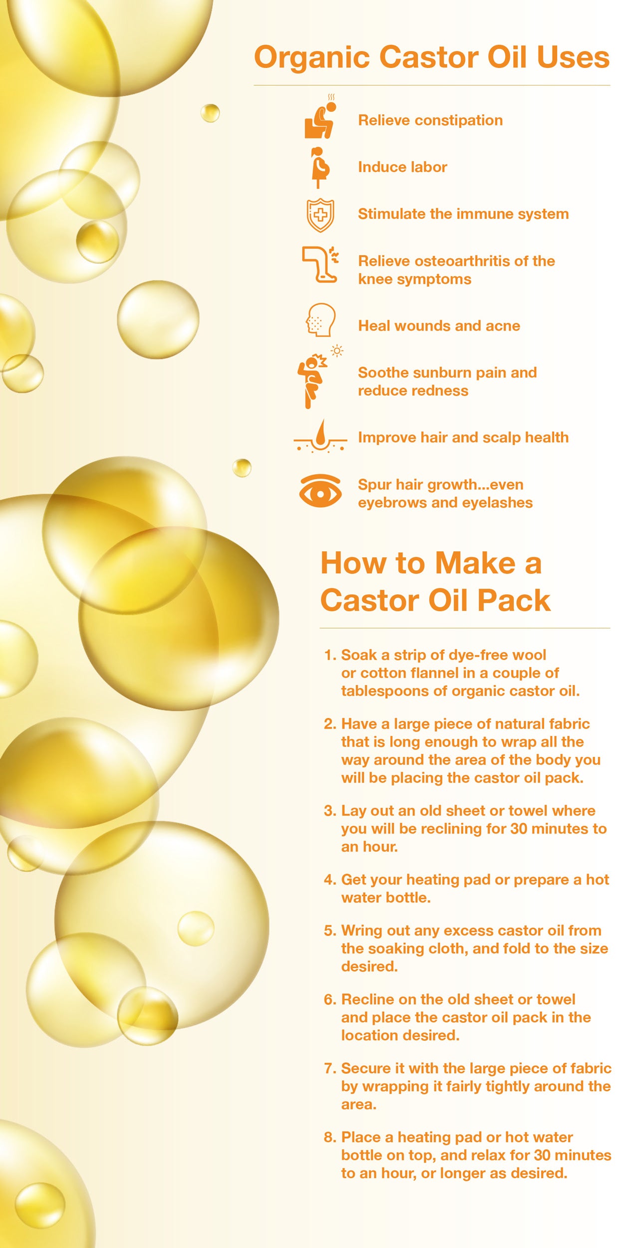 Organic Castor Oil Uses and How to Make a Castor Oil Pack.
